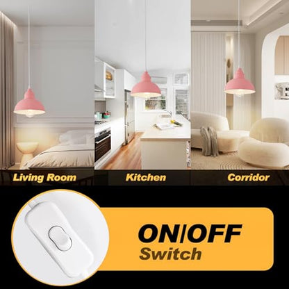 Plug in Pendant Light, 15FT Hanging Lights, On/Off Switch - color: Pink