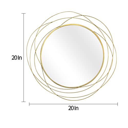 ironsmithn 20 Inch Round Gold Vanity Wall Mirror - color: Gold, size: 20" x 20"