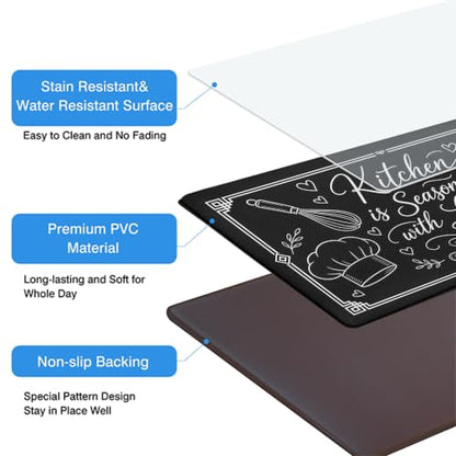 Kitchen Rugs for Floor 2 Pcs Memory Foam Padded Anti Fatigue Kitchen Mat - color: With Sayings