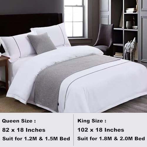 Grey Reversible Bed Runner Scarves for Queen Bed (95 x 18 In, 1 Piece) - color: Grey, size: 95'' x 18'' (1 Piece)