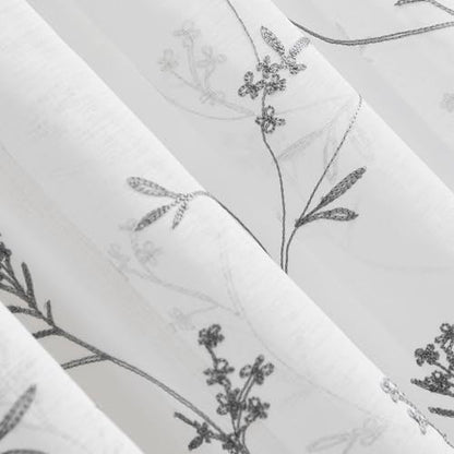 No. 918 Delia Embroidered Floral Sheer Rod Pocket Curtain Valance, 50" x 17", White - color: White, size: 50"W x 17"L (Pack of 1)