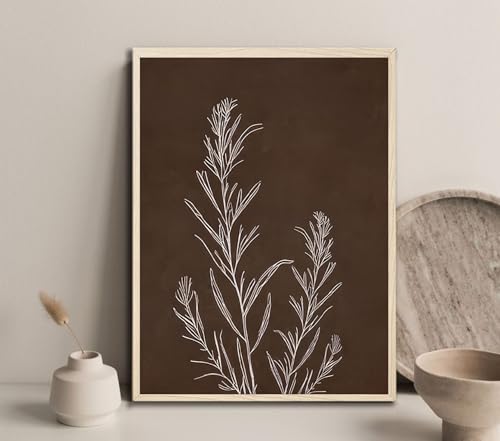 Neutral Botanical Framed Wall Art, 3 Piece Line Art Set, 12x16 Each - color: Simple retro, size: 12x16 inch