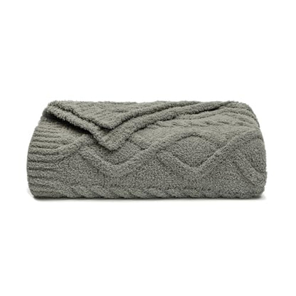 Premium Minky Throw Blanket, Soft Plush Lightweight Cozy Touch - color: Cable Knit Grey, size: Kids(40″x50″)