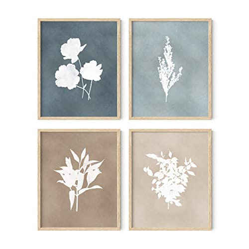 HAUS AND HUES Floral Wall Art - Set of 4 Plant Posters for Wall Vintage Botanical Prints, Flower Pictures for Room Aesthetic, Vintage Art Prints Flower Wall Art (Beige Frame, 8x10) - color: Colored Antique Flowers, size: 8x10, style: Beige Framed