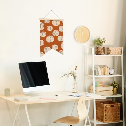 LARNDUMAMA Fall Pumpkins Wall Art Canvas Banner Poster for Bathroom, 12x16 - color: orange