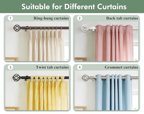 USFOOK Black Curtain Rod 32 to 58, Window Treatment Rods with Brackets - color: Black, size: 32-58"