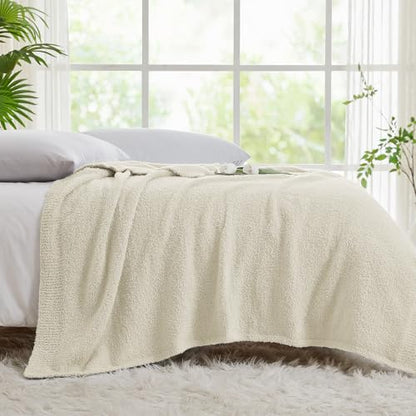 CYMULA Super Soft Knit Throw Blanket Throw Size Beige - Lightweight Plush Fuzzy Fluffy Warm Cozy Blankets and Throws for Sofa Bed All Season Use, 50x60 inches - color: Beige, size: Throw/Travel(50"x60")