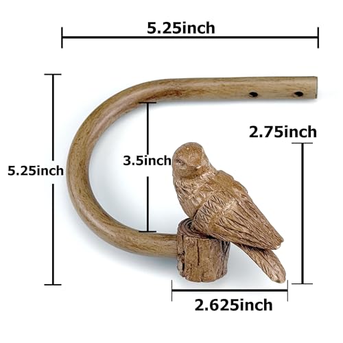 Curtain Drapery Holdbacks with Resin Bird, Wall Mount Drapery Hooks Holders, Set of 2, Wood Color, Suitable for Drywall - color: Chestnut
