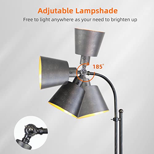 LALISU Industrial Floor Lamps Rustic Farmhouse Floor Lamps for Living Rooms - color: Rustic Black