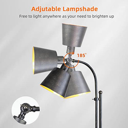 LALISU Industrial Floor Lamps Rustic Farmhouse Floor Lamps for Living Rooms - color: Rustic Black
