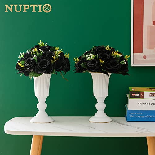 NUPTIO Black Artificial Flowers, Fake Rose Bouquet Arrangement, 2 Pcs - color: Black, size: 2 Pcs