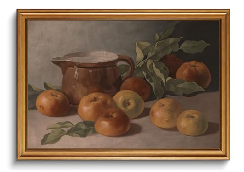 Vintage Gold Framed Wall Art Harvest Apples Still Life Oil Painting - color: Still life, size: 16"x24"