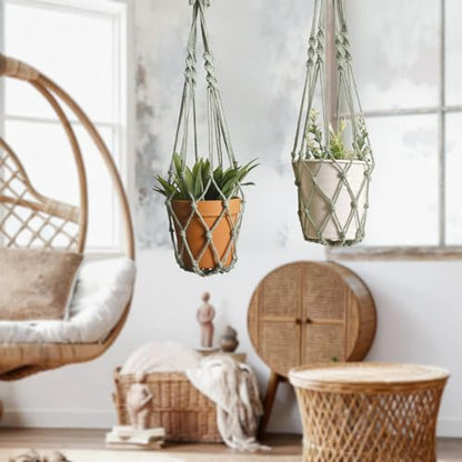 Artilady Macrame Hanging Planter for Indoor Plants Boho Plant Hanger Holder - color: Sage Green