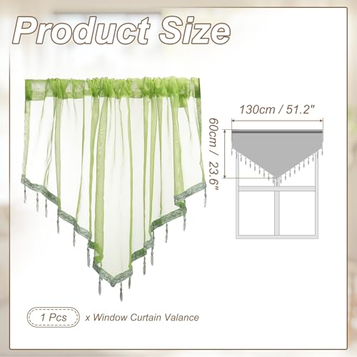 uxcell Window Valance, 51x24 Beaded Sheer Valance Curtains Green - color: Green