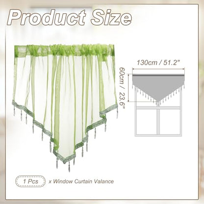 uxcell Window Valance, 51x24 Beaded Sheer Valance Curtains Green - color: Green