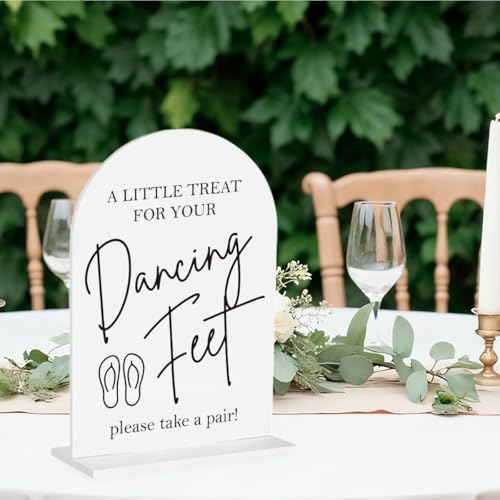 Dancing Feet Sign, Wedding Flip Flops Sign, Wedding Engagement Bridal Shower Reception Party Table Desk Acrylic Decor 8 - color: Dancing Feet