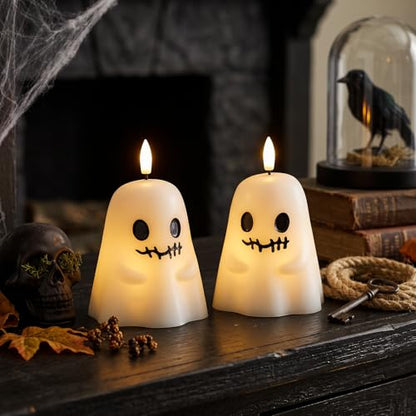 GenSwin Ghost Halloween Flameless Candles Battery Operated LED with Timer - color: 2-Ghost