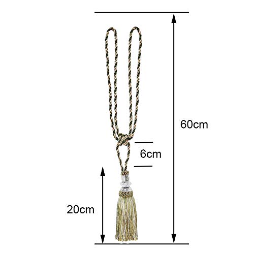 BEL AVENIR 2 Pack Curtain Tiebacks Hand-Woven Holdbacks Tassels Tiebacks - color: Mix Green, size: 2 Pack