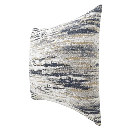Jacquard Chenille Striped Decorative Throw Pillow Covers for Couch Set of 2, 18x18 Inches, Navy Blue - color: Navy Blue, size: 18" x 18" (Pack of 2)