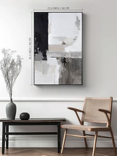 SAFERRYHOME Neutral Abstract Grey and Black Wall Art Set of 2, 24"x36"x2 - color: Black Grey, size: 24" x 36" x 2 Panel Framed