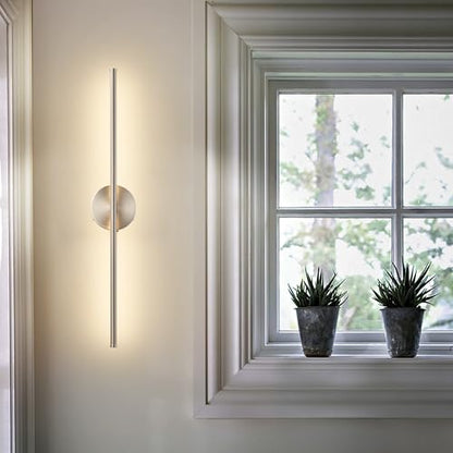 KARTOOSH Battery Operated Wall Sconces Set of Two Wireless Wall Lights - color: Nickel, size: 28.3 Inches