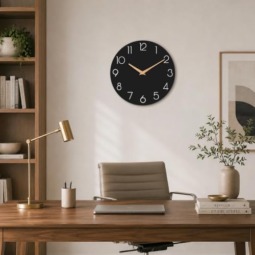 cicininc 16 Inch Battery Operated Wall Clock, Silent Analog, Black - color: C_black, size: 16"