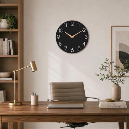 cicininc 16 Inch Battery Operated Wall Clock, Silent Analog, Black - color: C_black, size: 16"