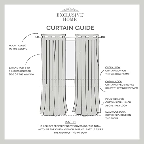 Exclusive Home Belmont Embroidered Room Darkening Blackout Grommet Top Curtain Panel Pair, 52"x96", Winter Black - color: Winter/Black, size: 52"W x 96"L (Pack of 2)