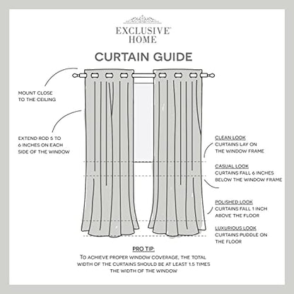 Exclusive Home Belmont Embroidered Room Darkening Blackout Grommet Top Curtain Panel Pair, 52"x96", Winter Black - color: Winter/Black, size: 52"W x 96"L (Pack of 2)