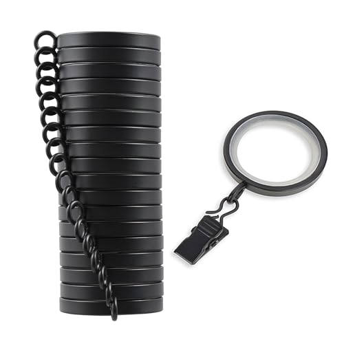 Cambria Designer 1-3/8" Satin Black Quiet Glide Curtain Rings 18 Pack - color: Satin Black, size: Small 1-3/8 in