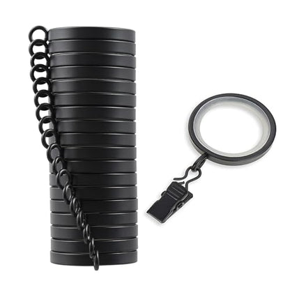 Cambria Designer 1-3/8" Satin Black Quiet Glide Curtain Rings 18 Pack - color: Satin Black, size: Small 1-3/8 in