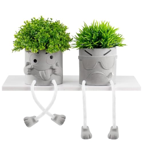 Uguisu 2pcs Cute Plant pots,Succulent pots,Indoor Succulent planters,Small planters for Home Decor,Room Shelf Desk Decor. About 2.5 inches. - color: Tongue/Smoking