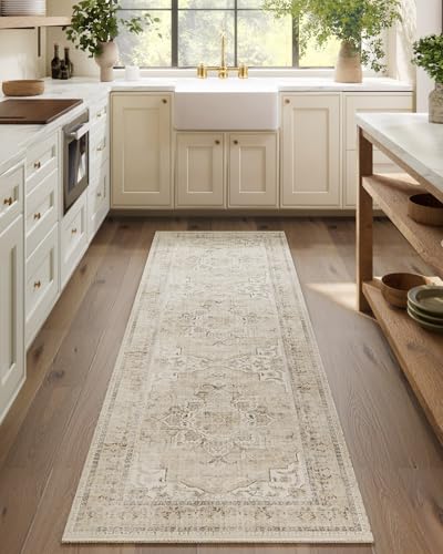 Washable Kitchen Rugs Runners for Hallways: 2'6"x8' Long Carpet Runner Rug - color: Beige White and Black, size: 2'6"x8'(Rectangular)