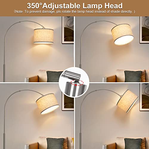 Arc Floor Lamp, Dimmable Floor Lamp with Adjustable Hanging Shade, Silver - color: Silver