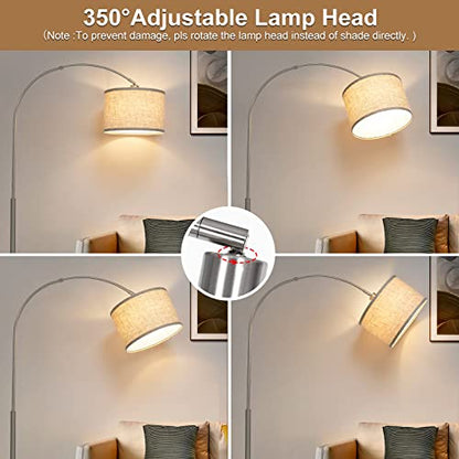 Arc Floor Lamp, Dimmable Floor Lamp with Adjustable Hanging Shade, Silver - color: Silver