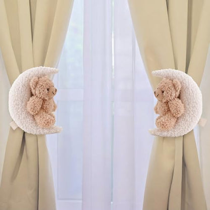 Chumia 2 Pack Moon Bear Curtain Tiebacks Cute Nursery Decor - style: Moon Bear