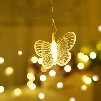 Butterfly Curtain Lights, 13ft 96 LED USB Window Fairy Lights 16 Butterflies 8 Modes Firefly Twinkle Timer String Lights with Remote for Room Bedroom Wall Ceiling Party Wedding Christmas - color: Warm White, size: 13ft