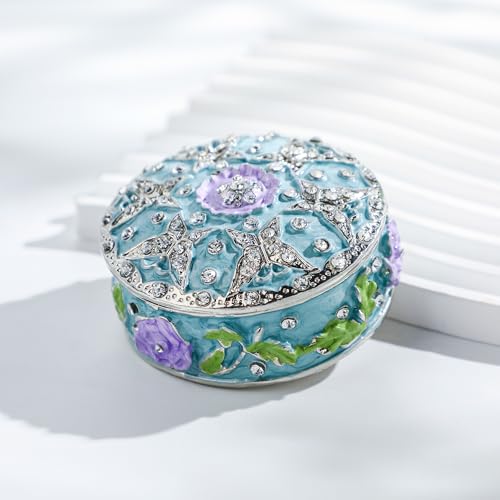 YU FENG 2.1 Inch Vintage Round Trinket Box Hinged Jewelry Ring Holder - style: Round