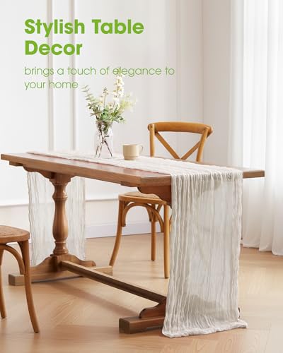 Pureegg 3 Pack Cheesecloth Table Runner 120 Inch Ivory - color: Ivory, size: 120" - 3 Packs
