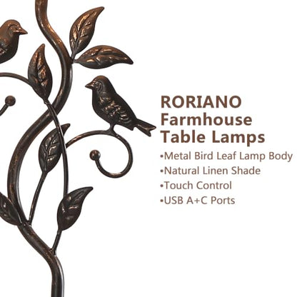 27" Set of 2 Touch Farmhouse Table Lamps for Living Room - color: ‎Bronze