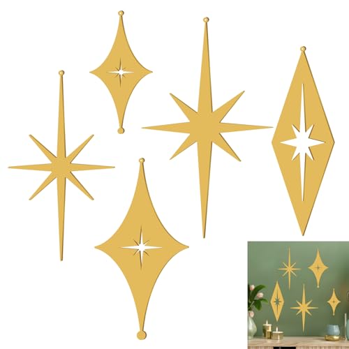 Stars Wall Decor Golden Starburst Metal Art Signs Mid Century Modern Decor - color: Bronze Metal Star