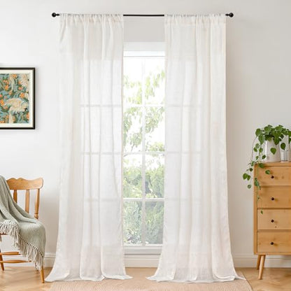 BGment Linen Curtains for Living Room 38X84 Inch Length, Semi Sheer Drapes - color: Linen, size: 38"W x 84"L (Pack of 2)