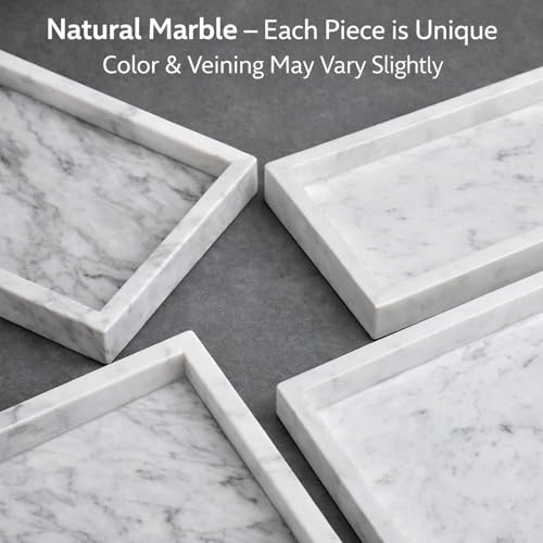 Natural White Marble Tray, 12" x 8", Rectangular - color: White, size: 8" x 12" x 1.5"