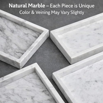 Natural White Marble Tray, 12" x 8", Rectangular - color: White, size: 8" x 12" x 1.5"