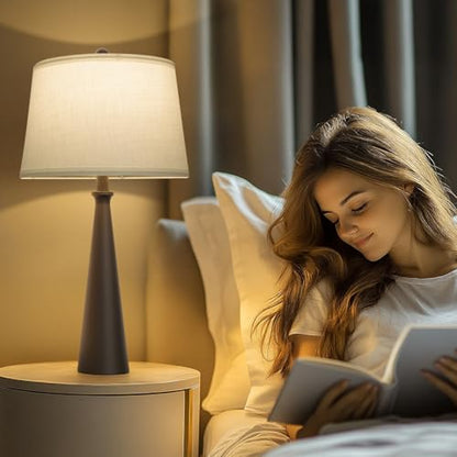 Oneach 25.75" Modern Table Lamp for Bedroom Set of 2, USB C Port, Black - color: Satin Black