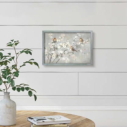 Impressionistic Birds on Blossom Branches Wall Art, 16"Lx11"W - color: Birds on Spring Blossom, size: 16"L x 11"W
