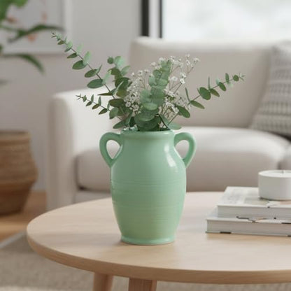 Sunddo Green Ceramic Flower Vase, 8 Inch - color: Mint Green - 8, size: 8 Inch