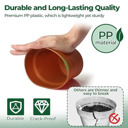 T4U Terracotta Pots for Plants 5 Inch with Saucer, Clay Flower Pot 8 Pack - color: Terracotta, size: 5 inch