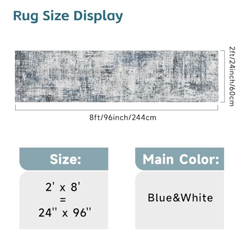 Washable 2x8 Runner Rug: Modern Abstract Carpet Runners for Hallway - color: Blue, size: 2' x 8' (Runner)