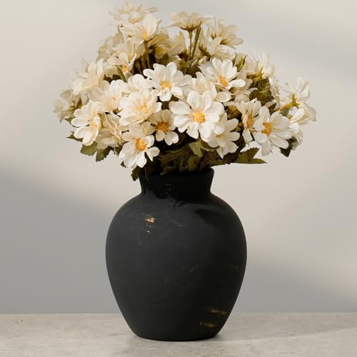 6.1 Inch Tall Vintage Ceramic Flower Vase,Rustic Farmhouse Vase for Home Decor,Distressed Decorative Terracotta Vase for Table Entryway Mantel Centerpiece Bookshelf Living Room Bedroom (103-bronze) - color: 103-bronze
